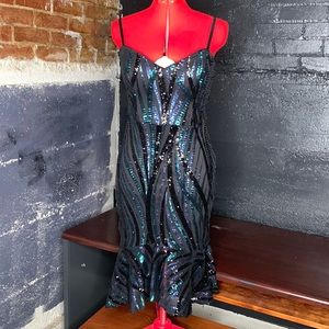 Guess Sequined, Mesh Mermaid Midi Dress